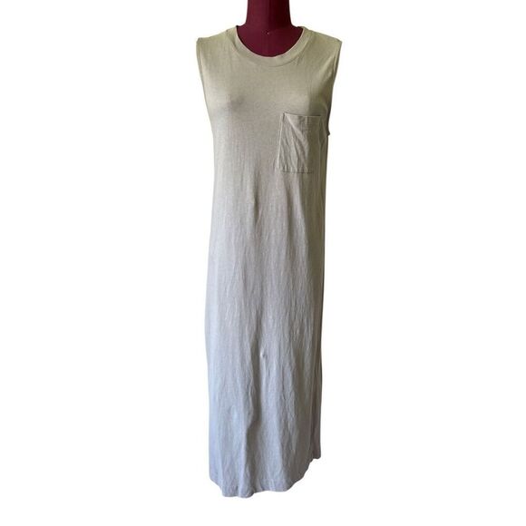 Everlane The Long Weekend Tank Midi Dress size M Green Lightweight Cotton - Picture 3 of 8